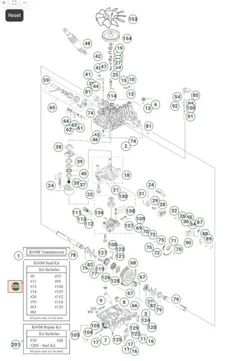 K66B,D,I,K,M Dichtungsatz 5024513-01 in der Gruppe Ersatzteile / Ersatzteile Rider bei GPLSHOP (5024513-01)