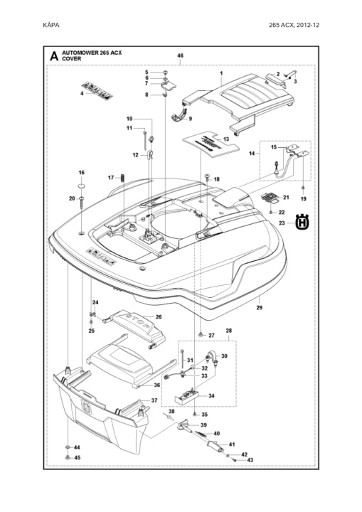 Verkleidungs kpl Automower 265 ACX in der Gruppe Ersatzteile Roboter Rasenmäher / Ersatzteile Husqvarna Automower® 265 ACX / Automower 265 ACX - 2015 bei GPLSHOP (5802926-02)