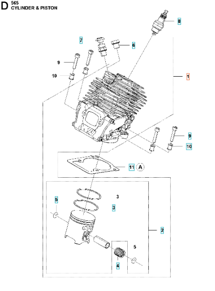 Zylinder Husqvarna 565 in der Gruppe  bei GPLSHOP (5901503-04)