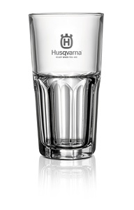Husqvarna clear glass tumbler with Husqvarna logo - 31cl, 12 pcs in der Gruppe Husqvarna Forst- und Garten produkte / Husqvarna Kleidung/Ausrüstung / Arbeitskleidung / Zubehör bei GPLSHOP (5902106-01)