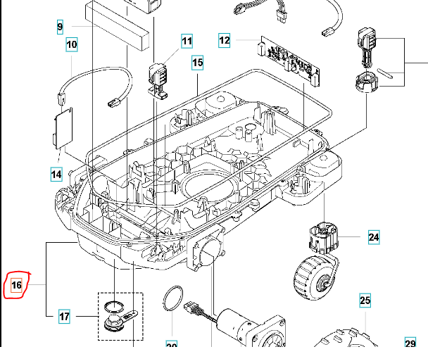Chassis lower 405X/415X in der Gruppe Ersatzteile Mähroboter / Ersatzteile Husqvarna Automower® 415X / Automower 415X - 2025 bei GPLSHOP (5992956-01)