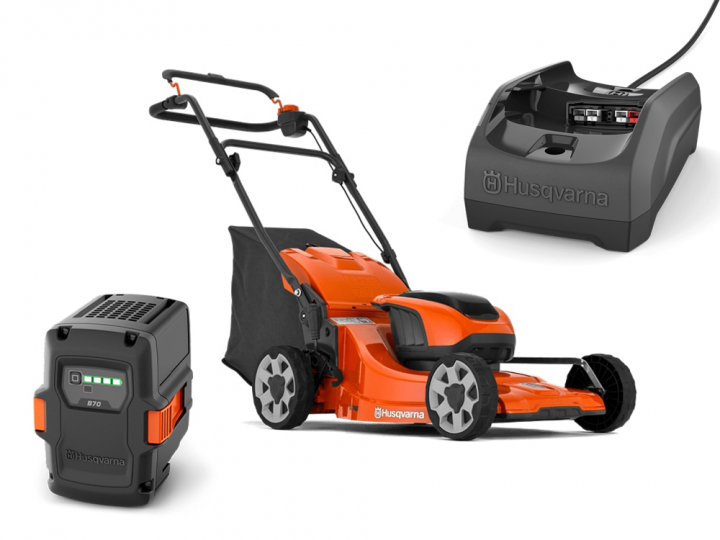 Husqvarna LC 142i Akku-rasenmäher + B140 & C80 in der Gruppe Husqvarna Forst- und Garten produkte / Husqvarna Rasenmäher / Akku rasenmäher bei GPLSHOP (9705418-04)