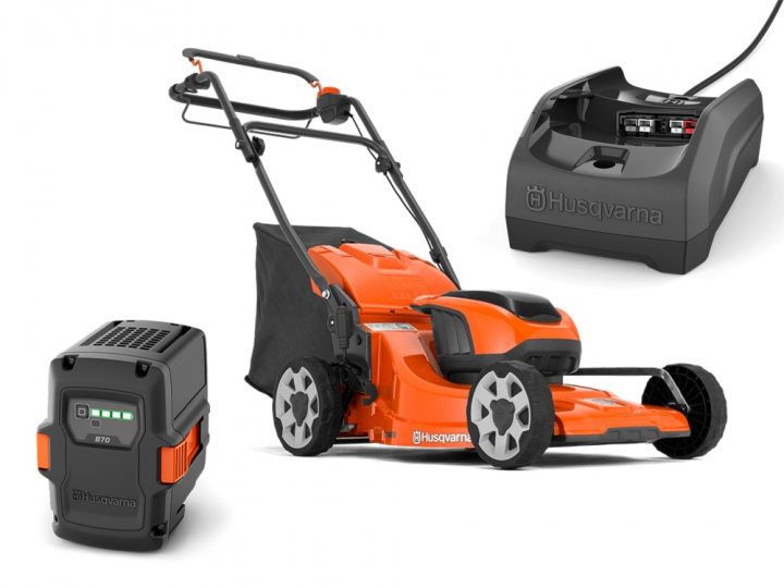 Husqvarna LC 142iS Rasenmäher + B140 & C80 in der Gruppe Husqvarna Forst- und Garten produkte / Husqvarna Rasenmäher / Akku rasenmäher bei GPLSHOP (9705419-02)