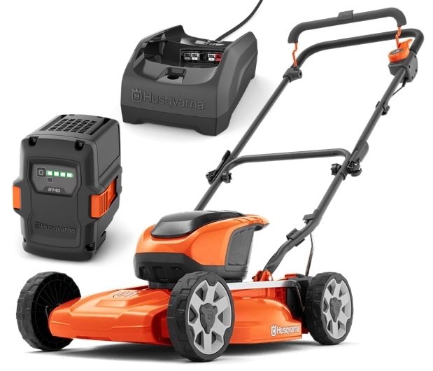 Husqvarna LB 144i Akku-Rasenmäher + B140 & C80 in der Gruppe Husqvarna Forst- und Garten produkte / Husqvarna Rasenmäher / Akku rasenmäher bei GPLSHOP (9706482-02)