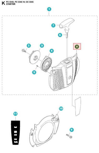 Startergehäuse Jonsered CC2245, FC2245