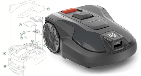 Husqvarna Automower Aspire R6V med sprängskiss