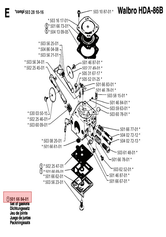 Membranensatz Walbro K10-WAT - Husqvarna 240R, 223R, 346XP