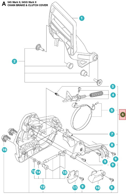 Kupplungsdeckel Husqvarna 545, 545G, 545 Mark II, 555