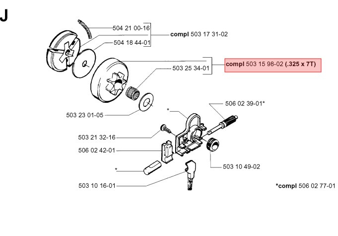 Kupplungstrommel .325 7T 40, 45, 49, Jonsered 2041-2050