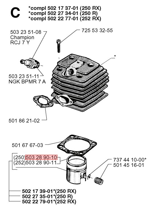 Kolbenring 246, 250RX, 252RX, 340, 345, 351
