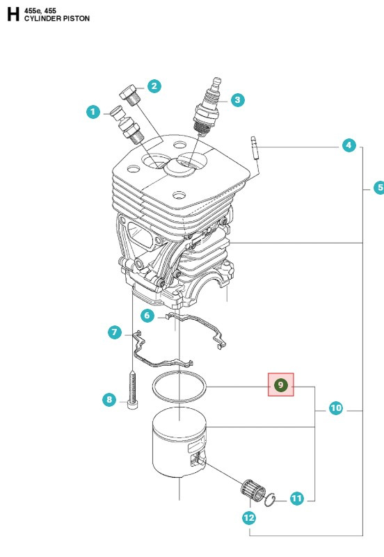 Kolbenring Husqvarna 455 Rancher, Jonsered CS2255