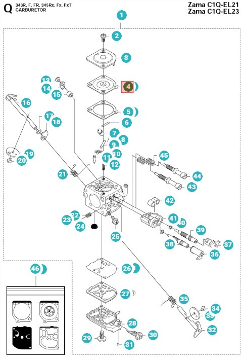 Steuermembrane Husqvarna 245RX, 343FR, 345R, 55