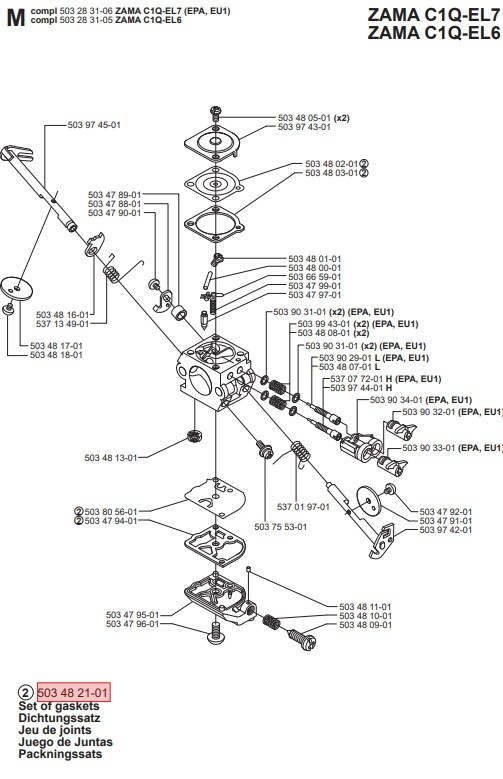 Membransatz Husqvarna 240R, 245RX, 245, 55 Rancher