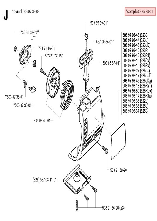 Startereinheit Husqvarna 325RX, 327RDX, 326P5X
