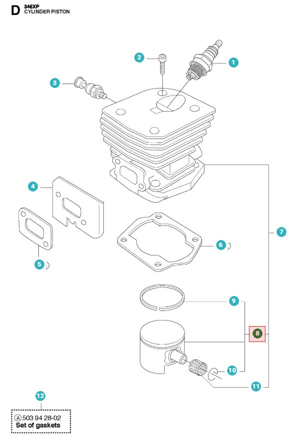 Kolben 42mm 346XP, 340, 345RX