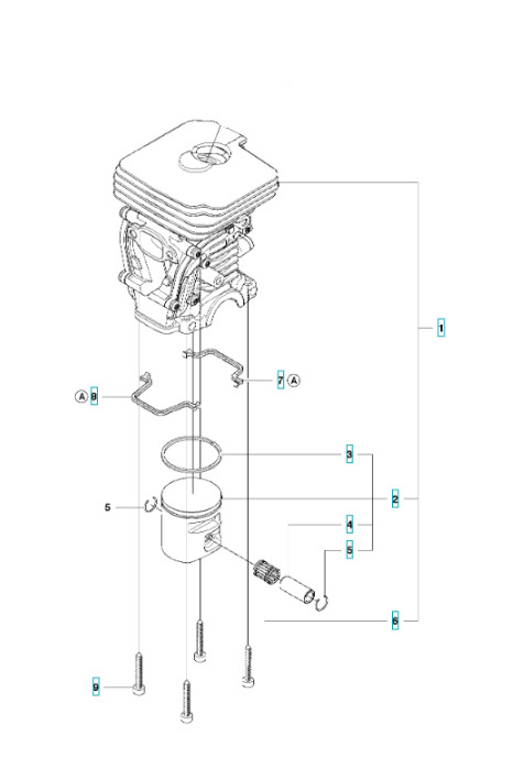 Zylinder Husqvarna 135, 140, 435, 440, Jonsered CS2240