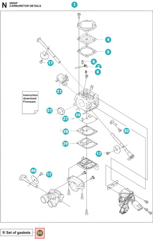 Membran-Kit Husqvarna 555, 560XP, 562XP, 565, 572XP