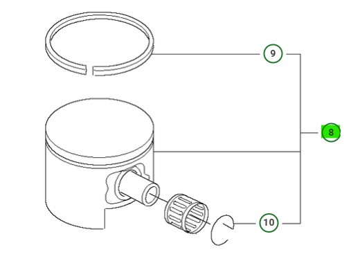 Kolben Kpl 346XP 44,3mm 50CC Decomp