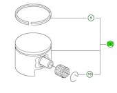Kolben Kpl 346XP 44,3mm 50CC Decomp Kolben Kpl 346XP 44,3mm 50CC Decomp