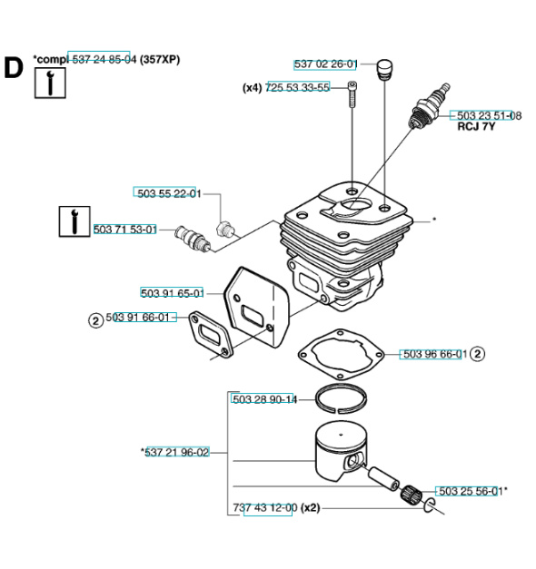 Zylinder Husqvarna 357XP, 359, CS2156, CS2159