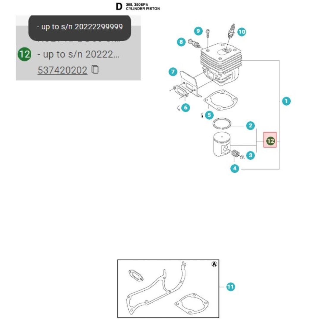 Kolben 55mm Husqvarna 390XP