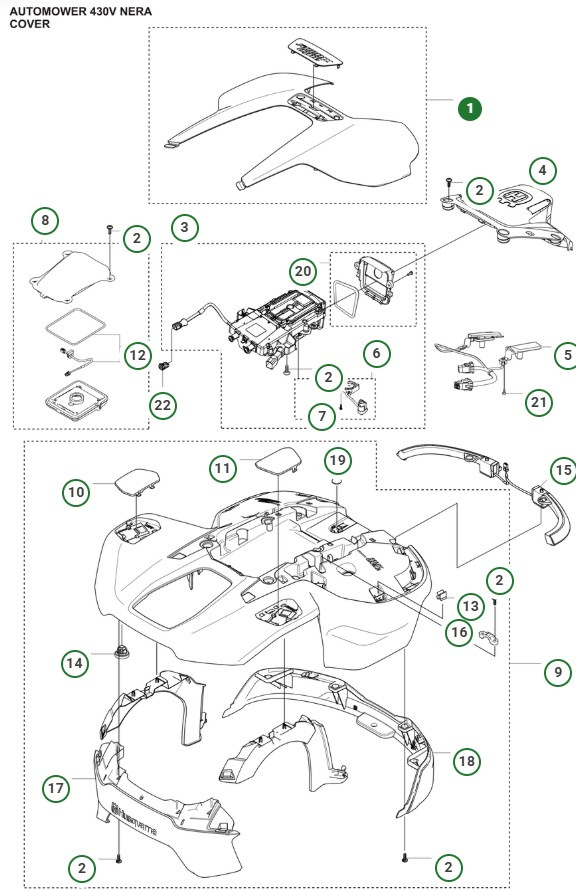 Obere Abdeckung Automower 430V Nera