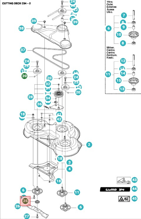 Klingenbefestigung Rider 11, 13, 214 & 216