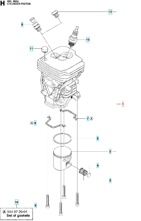 Zylinder Husqvarna 450, Jonsered CS2250S