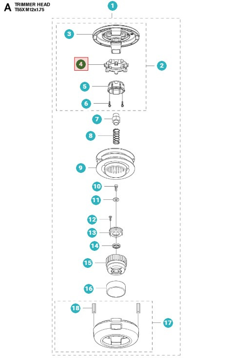 Nabe Trimmerkopf T55