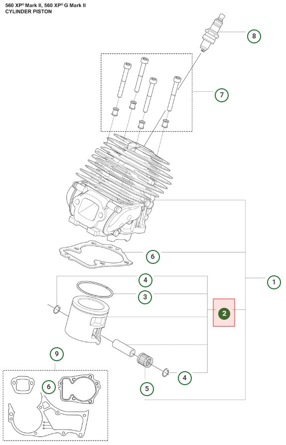 Kolben Husqvarna 560 XPG Mark II, 562 XPG Mark II
