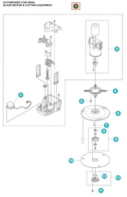 Mähmotor kpl 405X, 415X, 305E, 310E Nera, 405XE, 410XE Nera