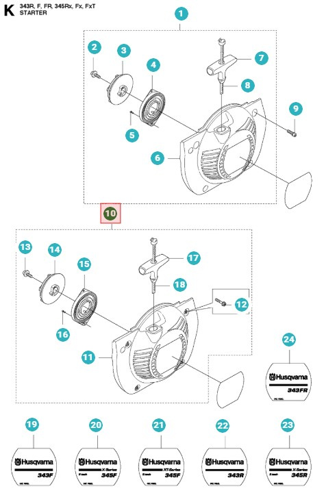 Startereinheit Husqvarna 343FR, 345FX, 345RX
