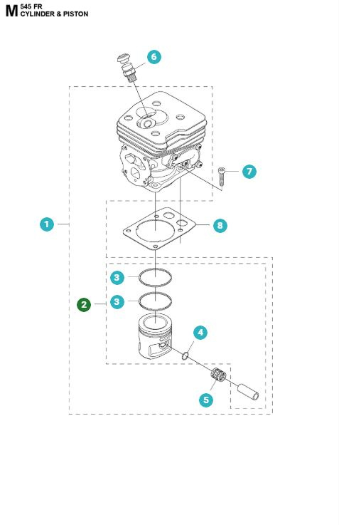 Kolben 42mm Husqvarna 345FR, 545FR, 545FX, 545RX, FC/CC 2245