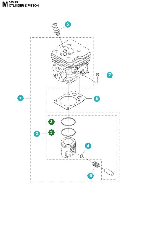 Kolbenring 42mm Husqvarna 345FR, 545FR, 545FX, 545RX, FC/CC 2245