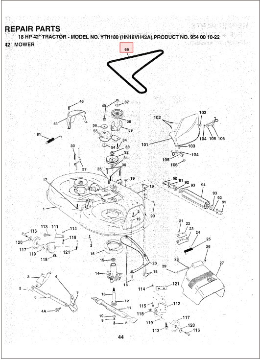 Antriebsriemen Mähdeck 42