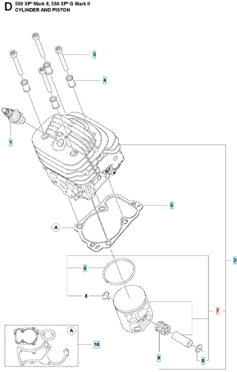 Kolben 545, 545G Mark II, 550XP, 550XPG Mark II