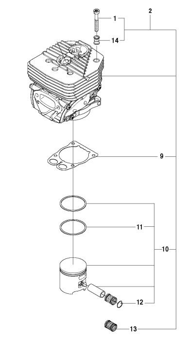 Zylinderbaugruppe mit Kolben