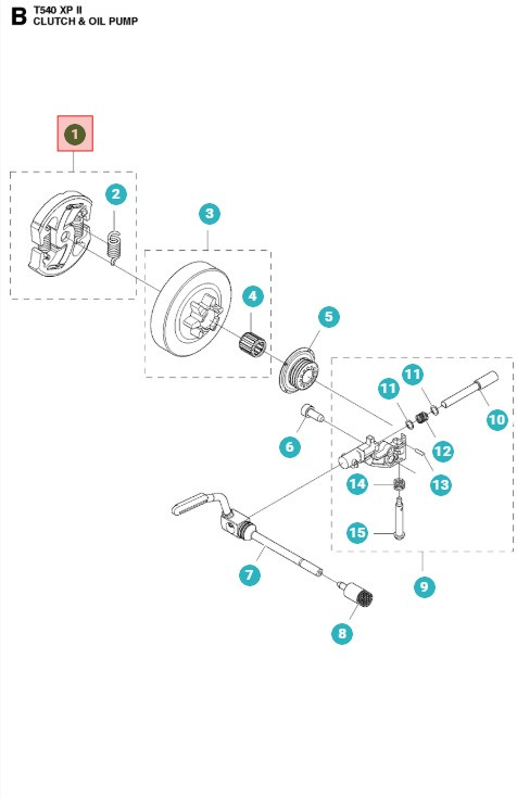 Kupplung Husqvarna T540XP, T540XP Mark II, 540XP Mark III