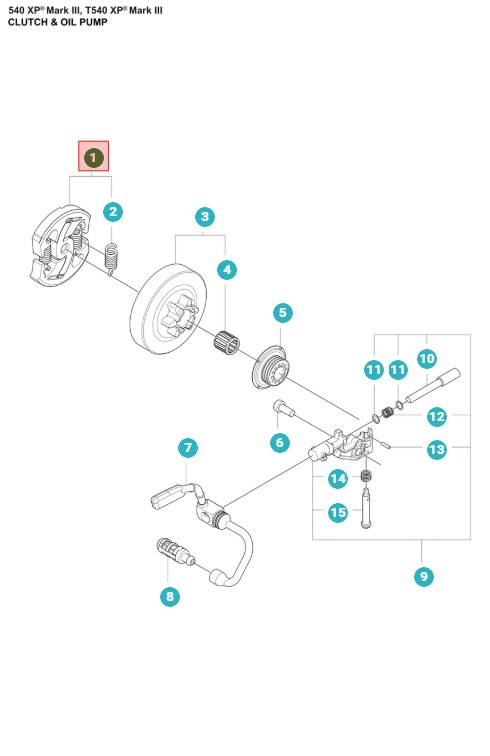Kupplung Husqvarna T540XP, T540XP Mark II, 540XP Mark III