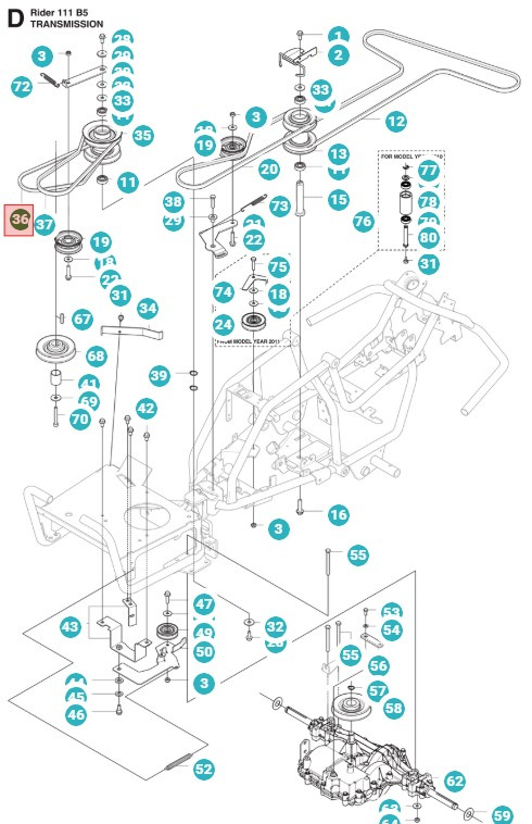 Keilriemen Husqvarna Rider 111 B5, Jonsered FR2311 M, 5895341-01