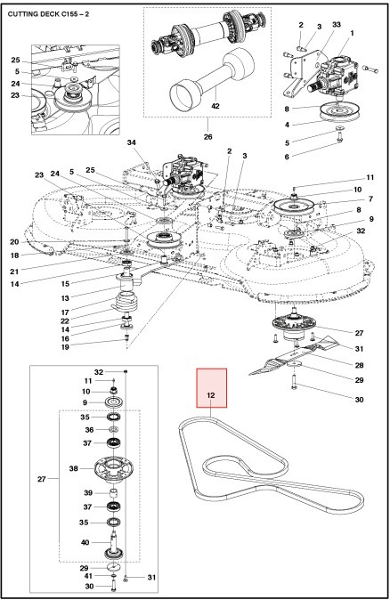 Mähdeckriemen Husqvarna C155 (967293901)