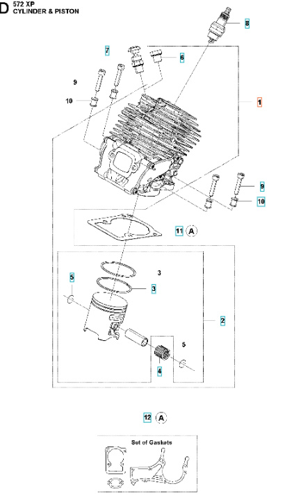 Zylinder Husqvarna 572XP, 572XPG