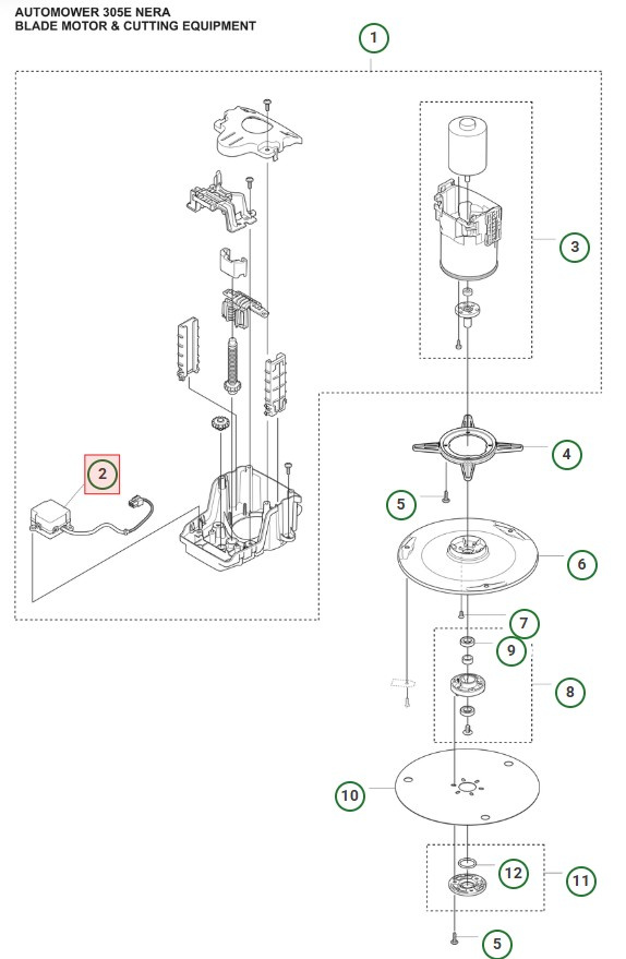 Schnitthöhenmotor Automower 405X, 415X, 305E, 405XE, 310E, 410XE Nera