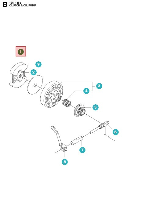 Kupplung Husqvarna 120, 130, 135, 236, 240, CS2234, CS2238
